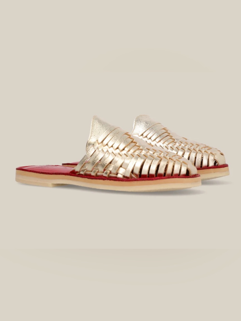 Espiritu Huarache Metallic Gold Woven Slip-Ons Slide Mules Women’s Size 7